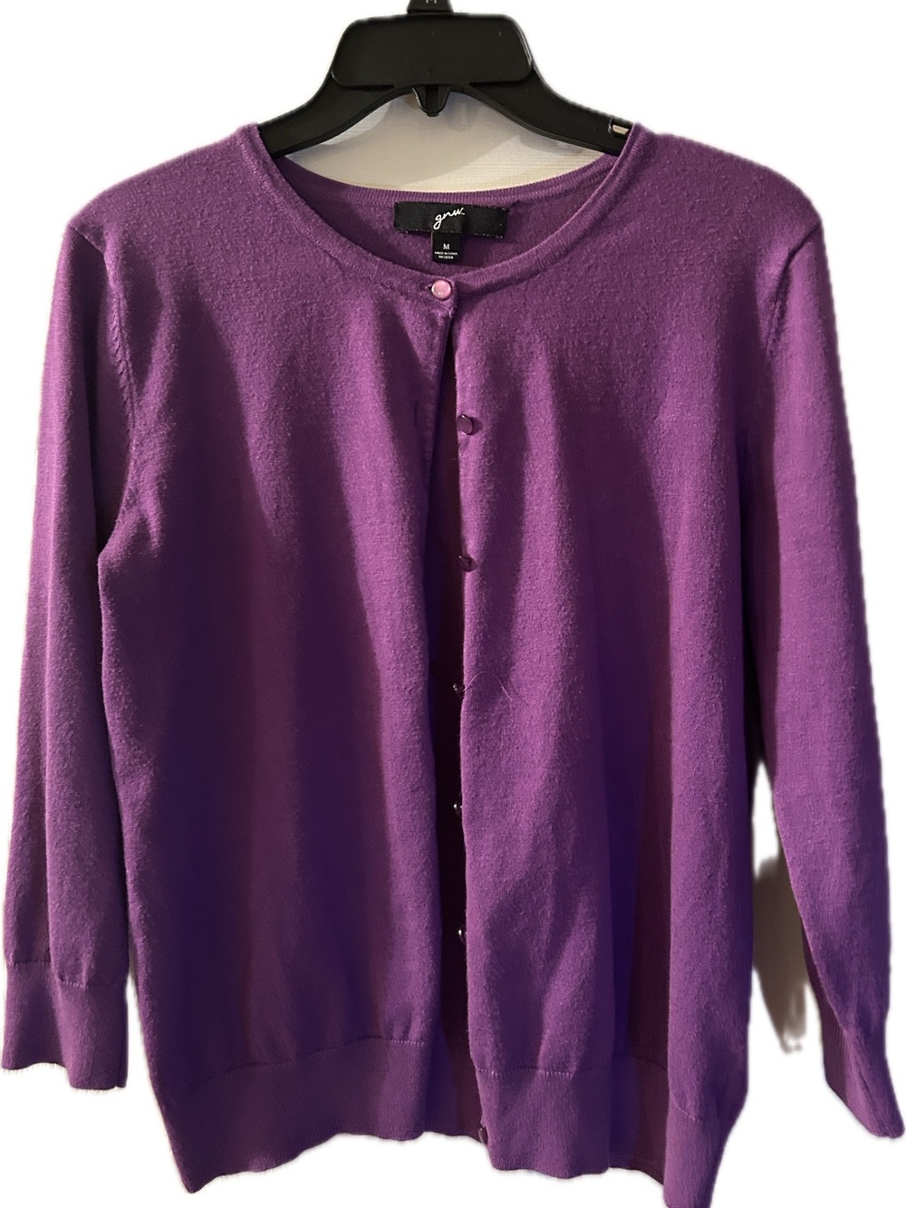 Gnu Vibrant Purple Crewneck Button Cardigan SZ M